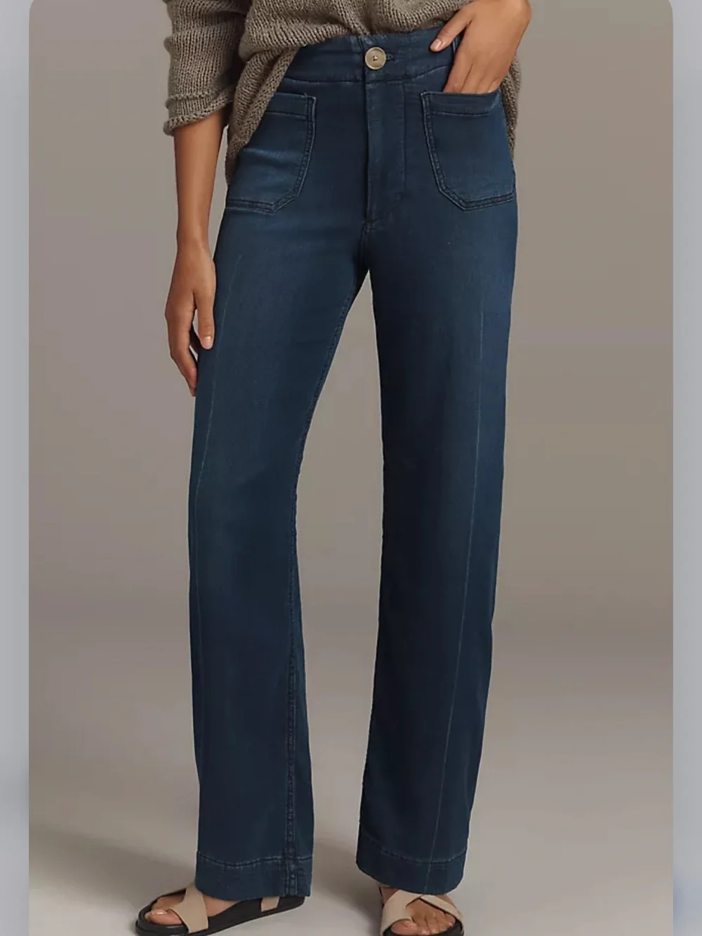 NWOT Maeve Colette Knit High-Rise Wide-Leg Full-Length Jeans